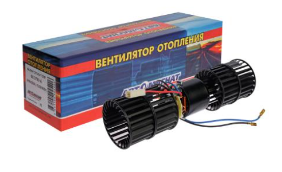 Мотор отопителя ГАЗ, ПАЗ 12В/90Вт (2 крыльчатки, 2 шкива) (68.3780 А) АВТОМАГНАТ